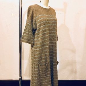 Striped Alpaca Wool Maxi Dress Oversized